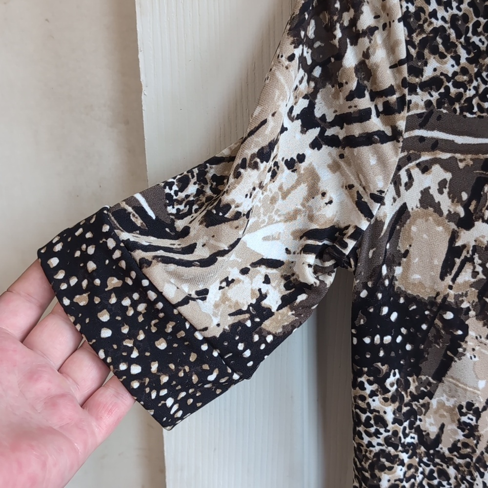 Style & Co Beige Brown Patterned Shift Dress Size PP - Picture 4 of 6